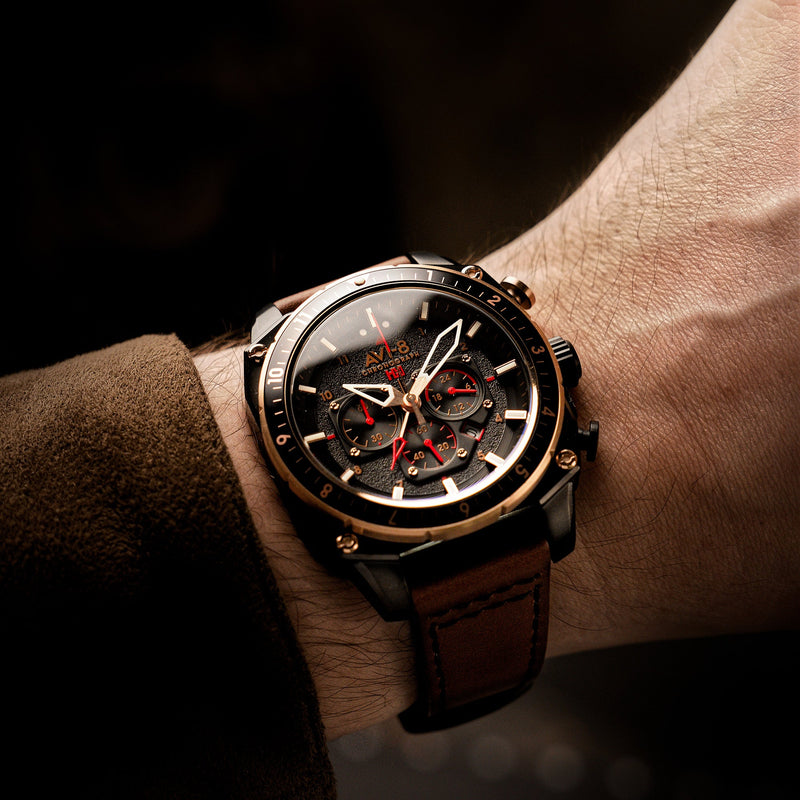 Hawker Hunter Atlas Dual Time Chronograph Jade Black