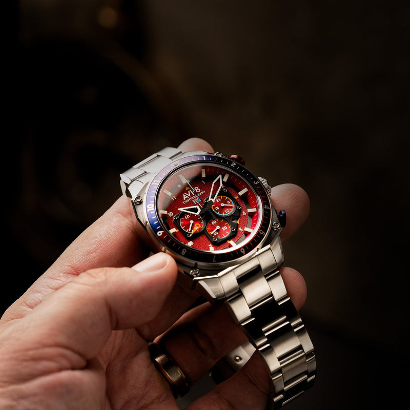Hawker Hunter Atlas Dual Time Chronograph Crimson Red