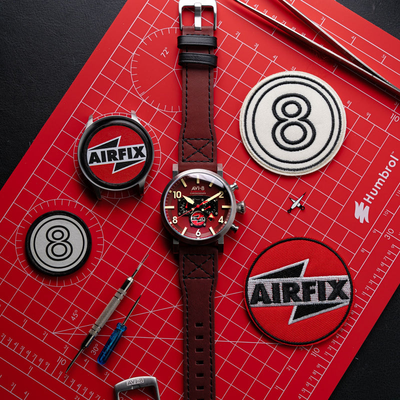 Dambuster Gibson Dual Time Chronograph Airfix Edition Hazard Red