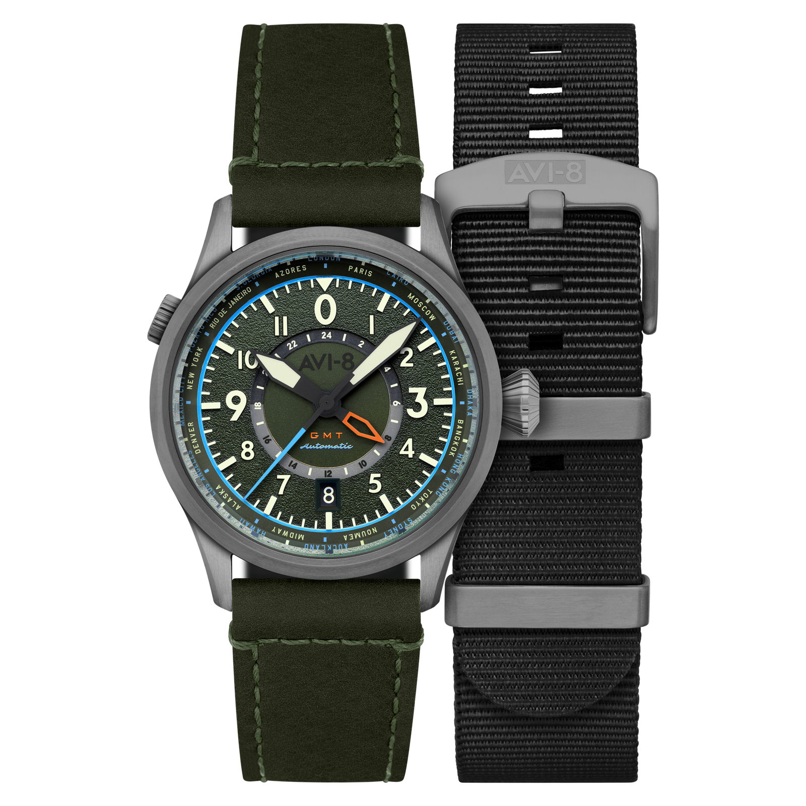 Flyboy Wingman Worldtimer GMT Automatic Jungle Green
