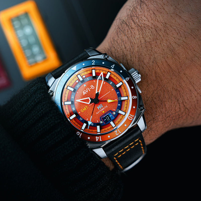 Hawker Hunter Atlas GMT Automatic Orangish Red