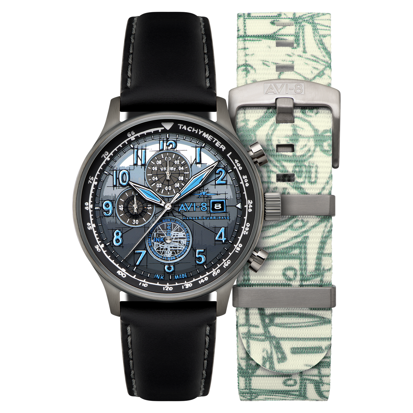 Hawker Hurricane Inkdial Chronograph Limited Edition Blue Print Black