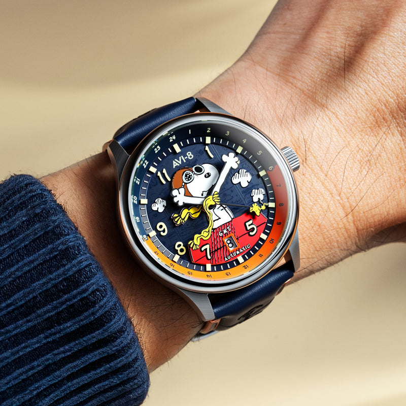 Hawker Hurricane Kent Gmt Automatic Peanuts Snoopy Flying Ace Limited Edition Sketchbook Blue