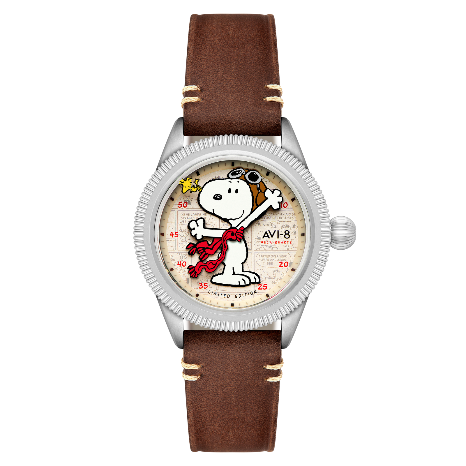 Flyboy Airmaster 40 Meca-quartz Peanuts Snoopy Flying Ace Limited Edition Camel Brown