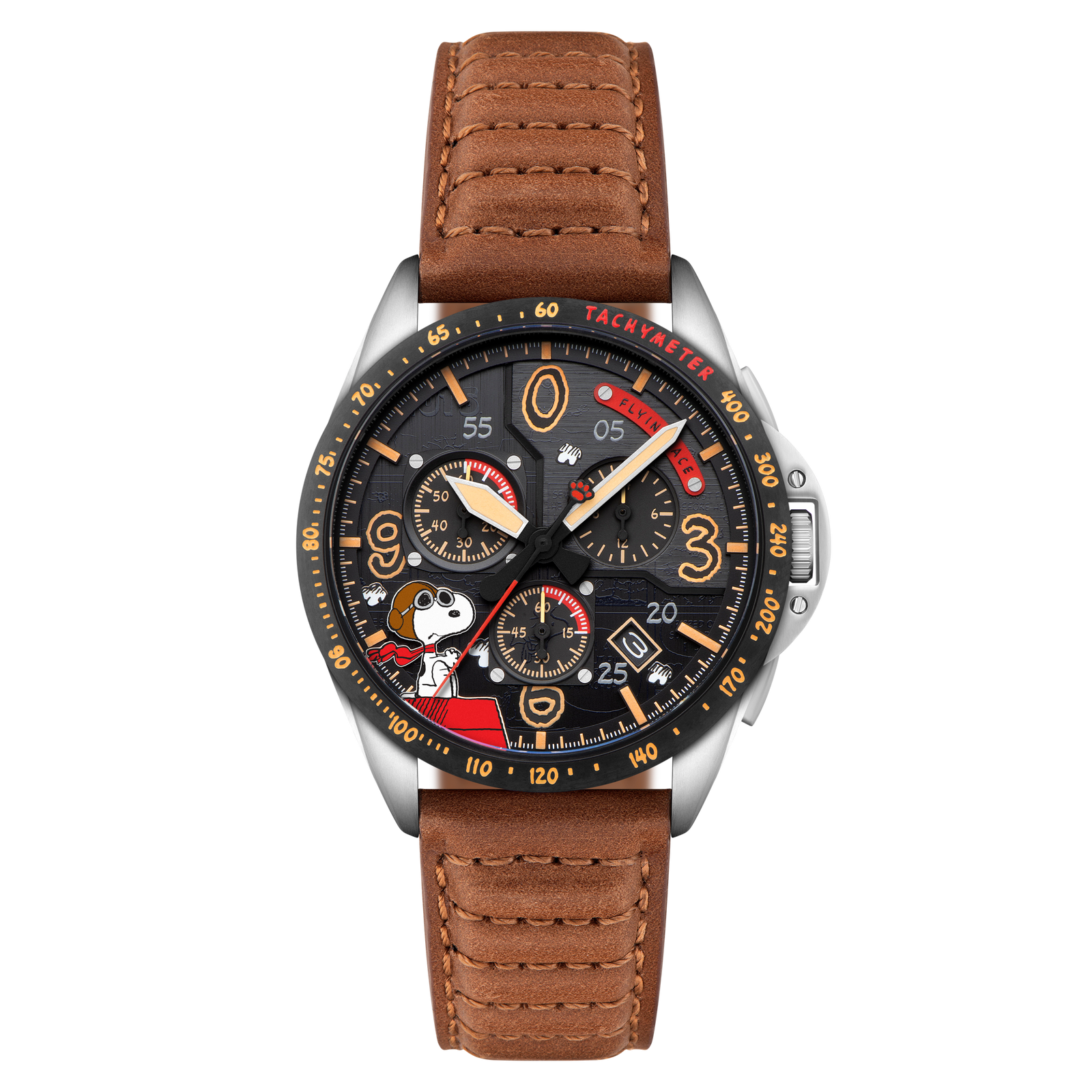 P-51 Mustang Blakeslee Chronograph Peanuts Snoopy Flying Ace Limited Edition Biplane Brown
