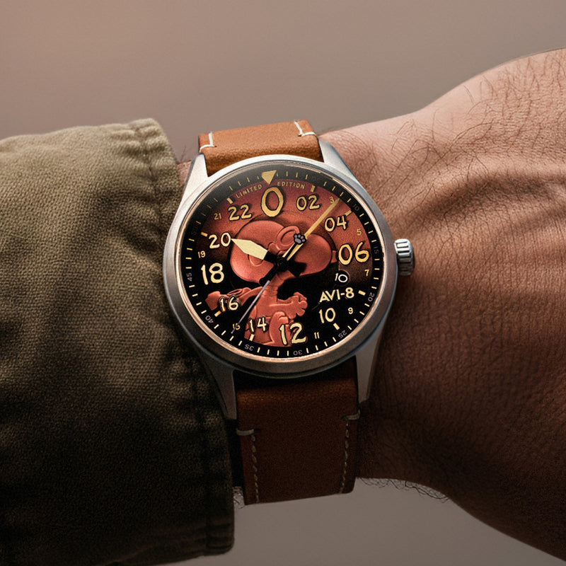 Spitfire Peanuts Snoopy Flying Ace 24 Hour Automatic Limited Edition Burnt Orange