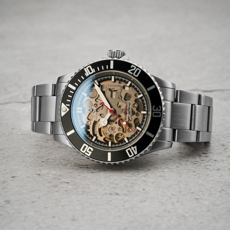 Atlantica Skeleton Diver Automatic Black Steel