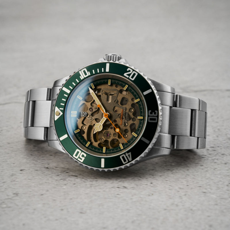 Atlantica Skeleton Diver Automatic Poker Green