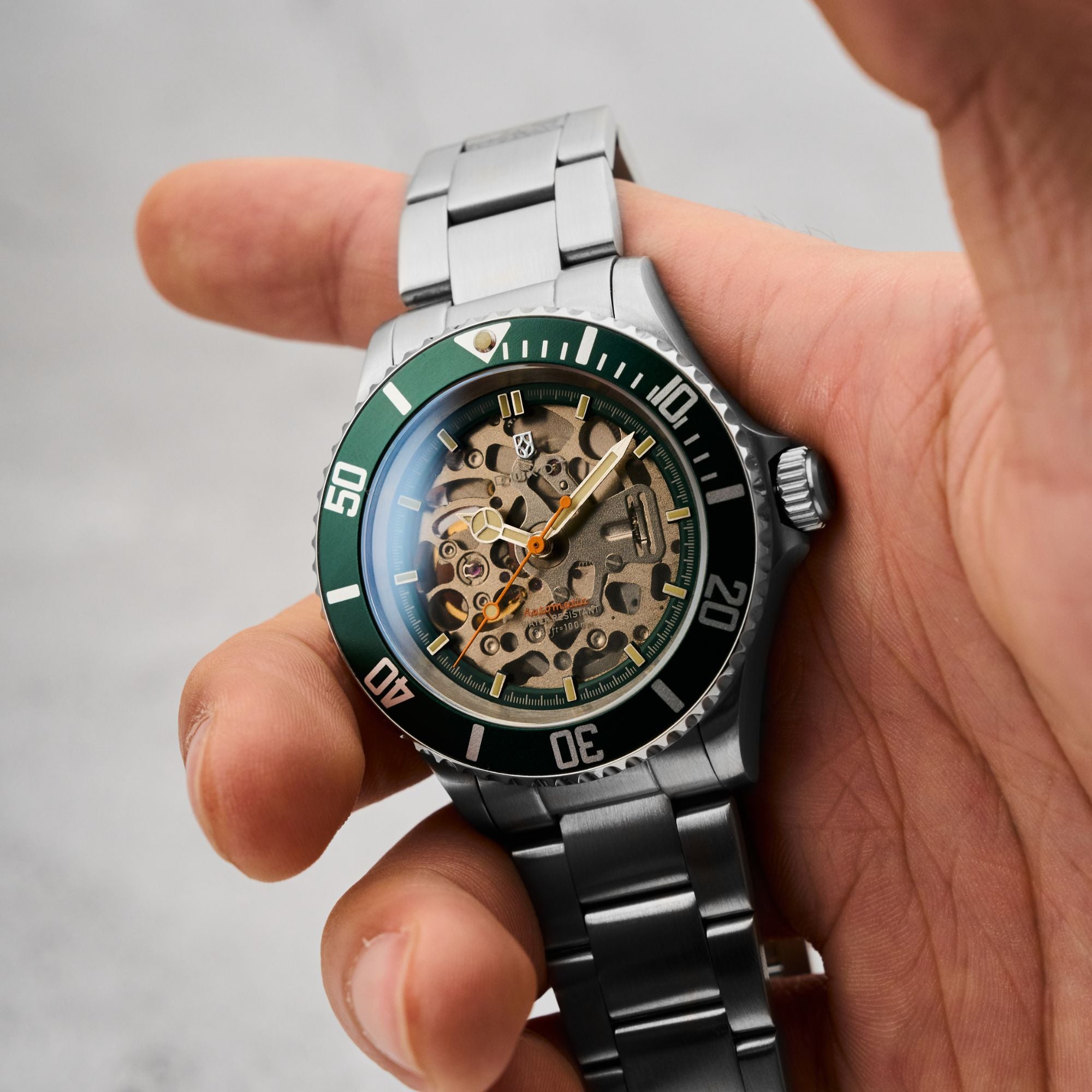 Atlantica Skeleton Diver Automatic Poker Green