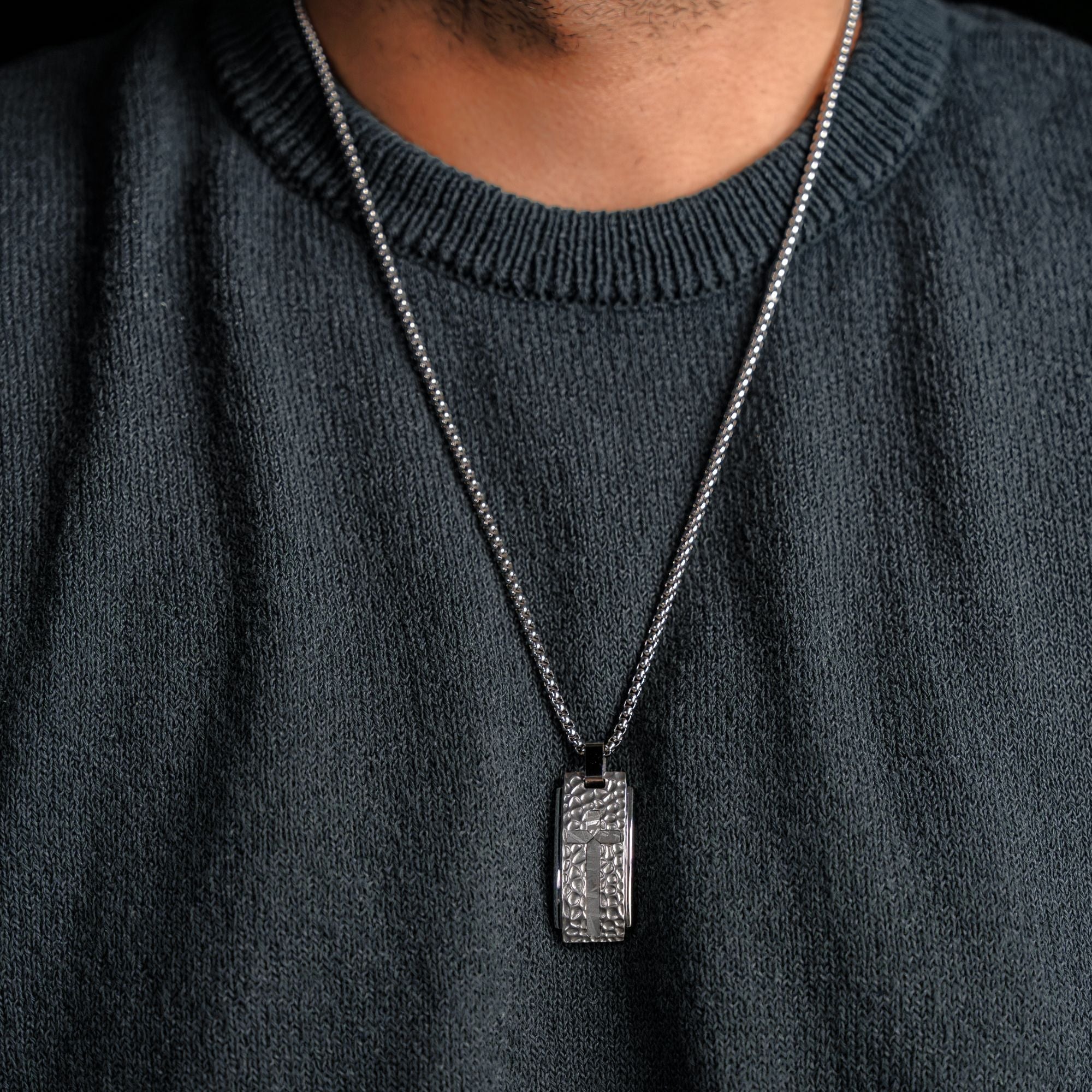 Marcel Dog Tag Argent Meteorite