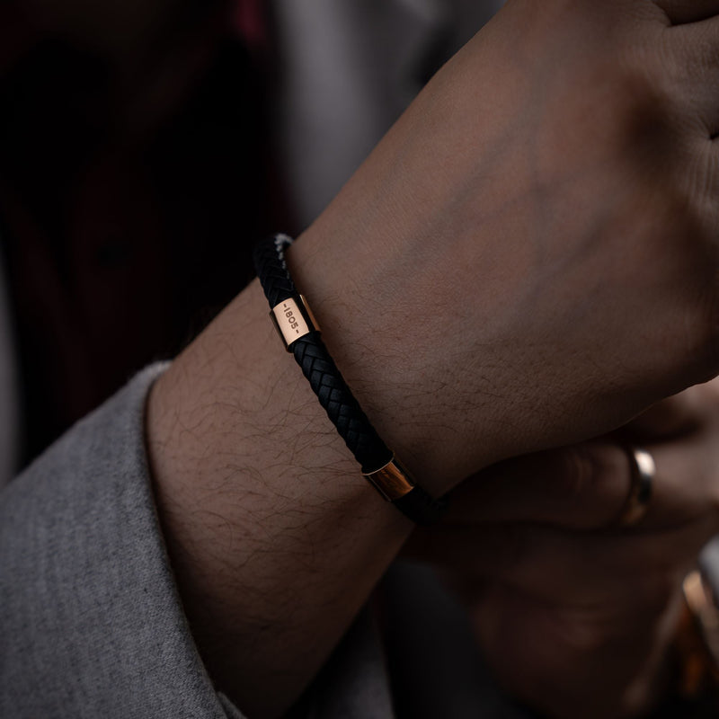Heritage Beaufort Leather Bracelet Midnight Rose