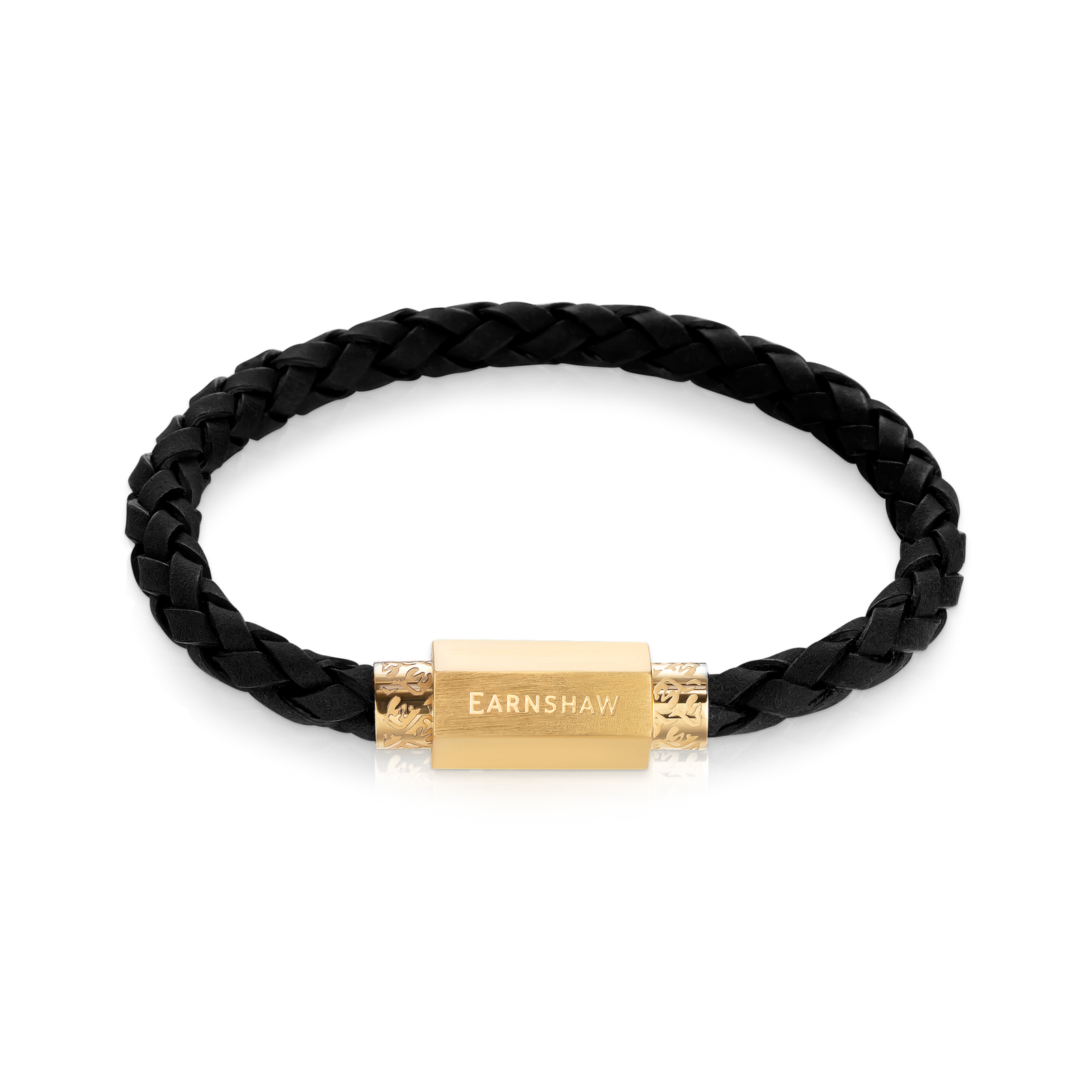 Heritage Longcase Leather Bracelet Gilded Obsidian
