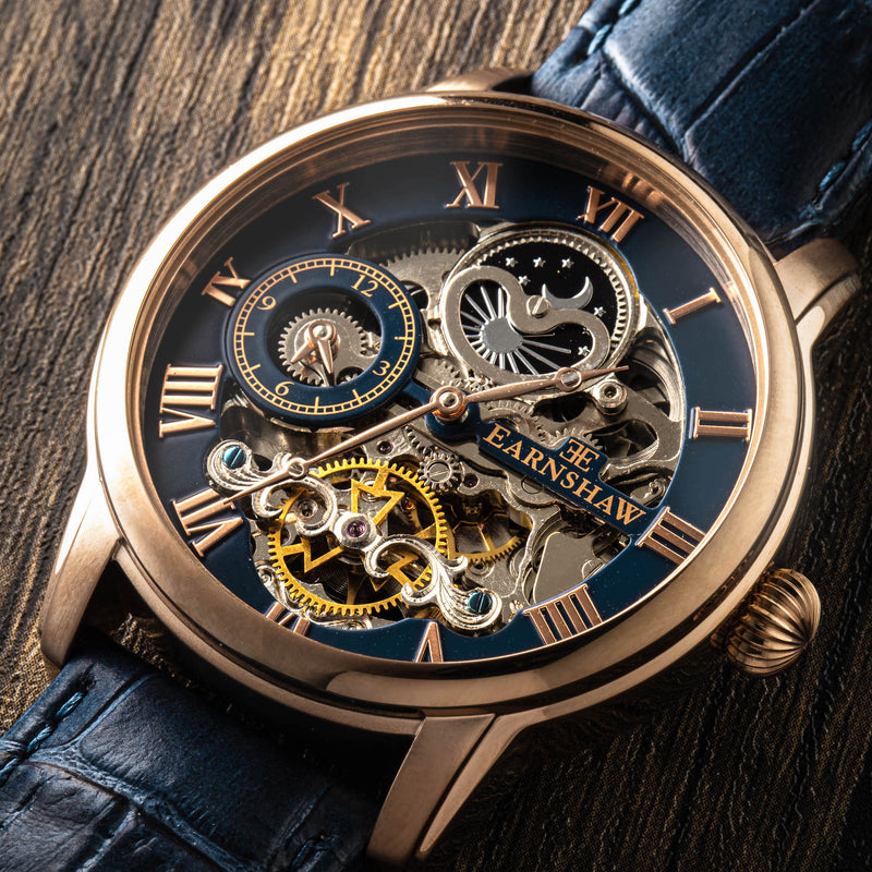 Longitude Automatic Skeleton Blue Rose Gold