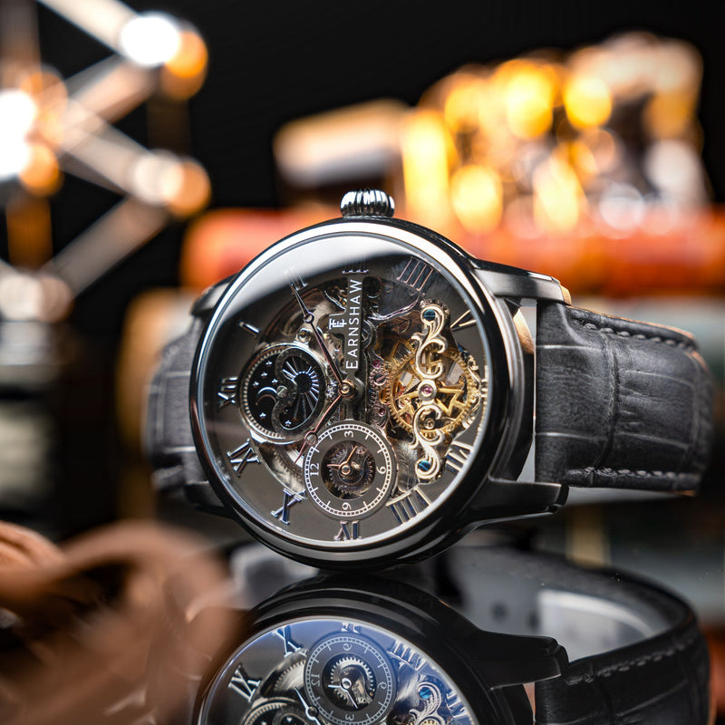 Longitude Automatic Skeleton Black Steel