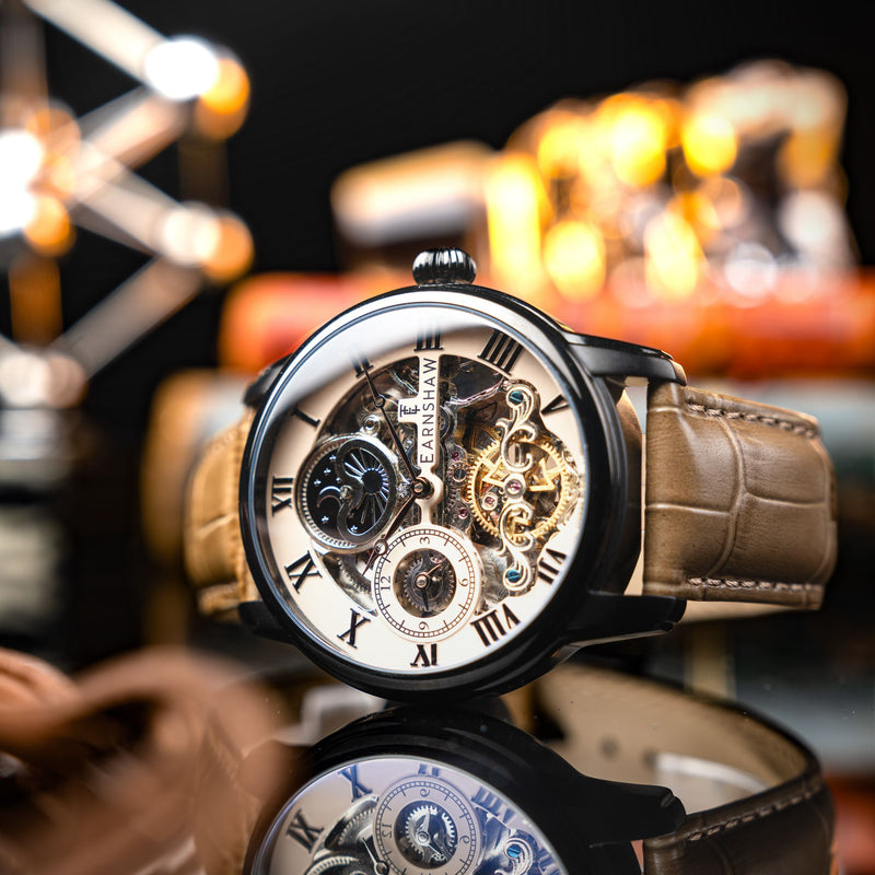 Longitude Automatic Skeleton Beige Black