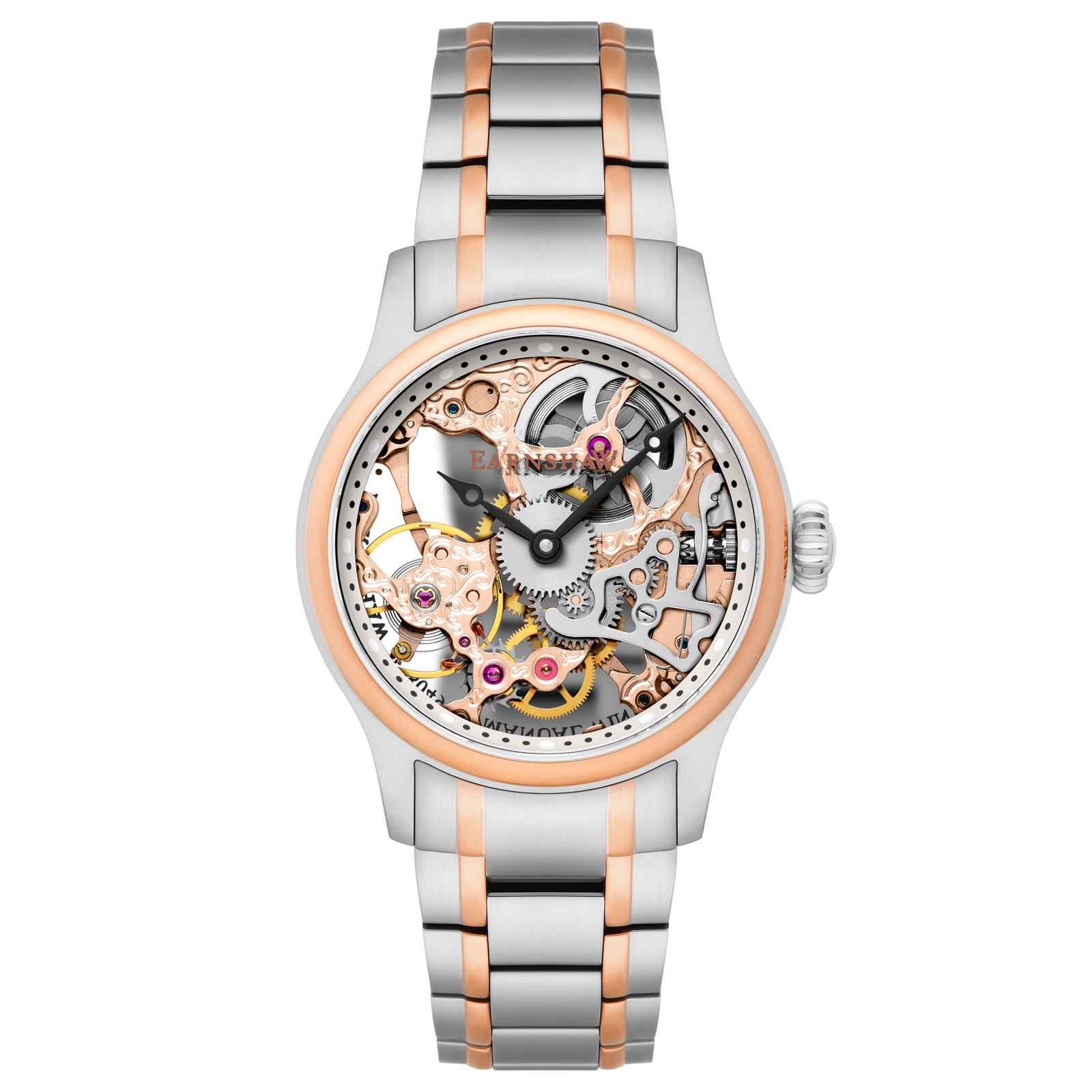 Bauer Mechanical Skeleton Steel Rose Gold