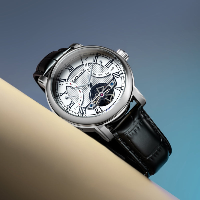 Heritage Longcase Double Retrograde Calendar Open Heart Automatic Library White