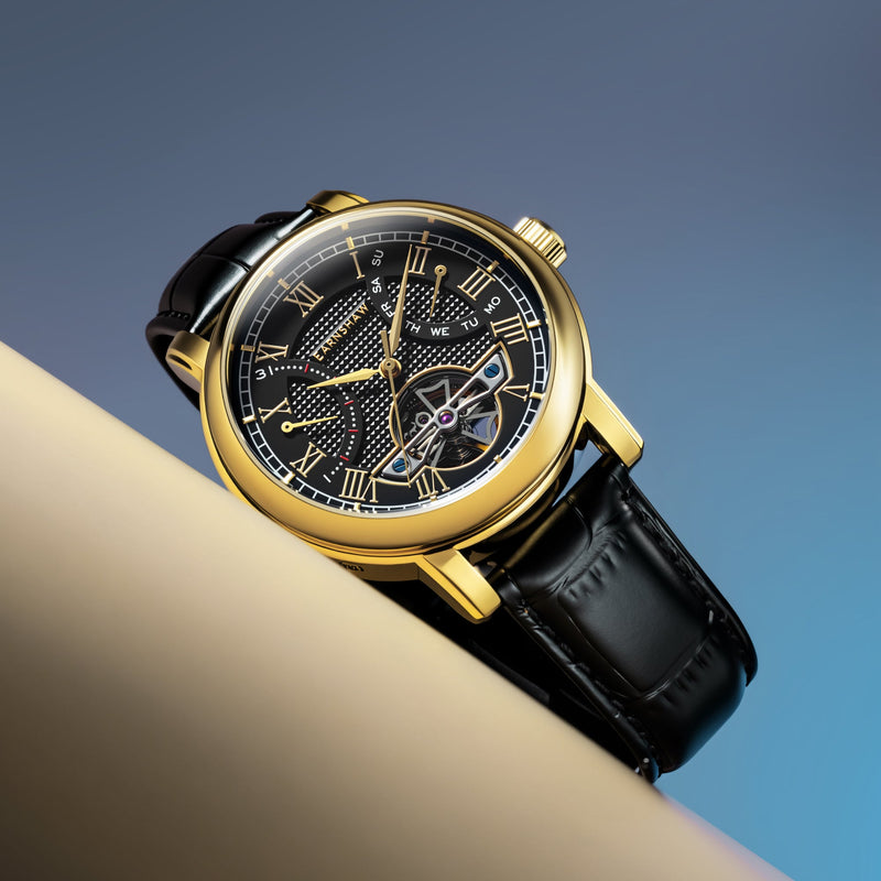 Heritage Longcase Double Retrograde Calendar Open Heart Automatic Medallion Gold
