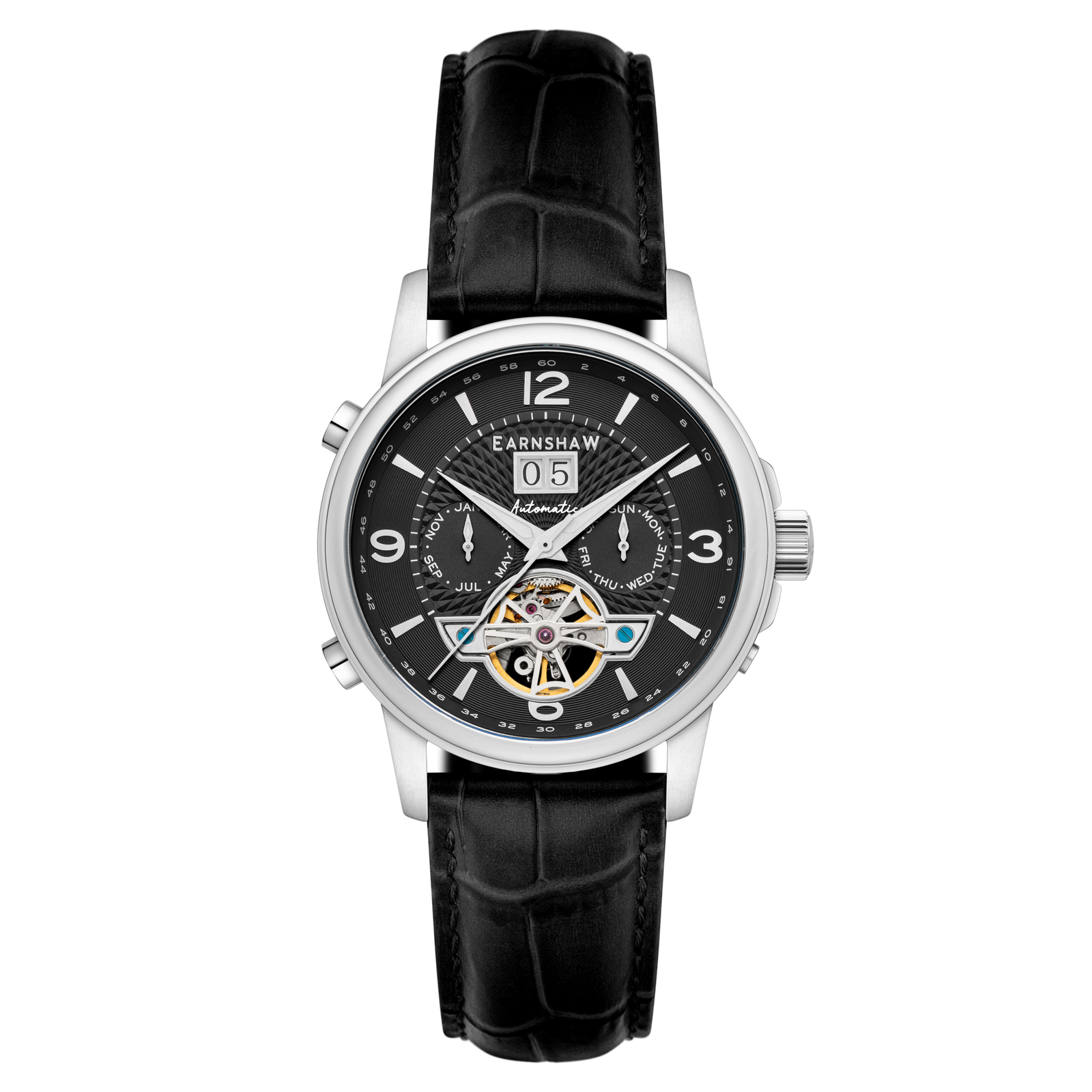 City Of London Marylebone Grand Date Calendar Open Heart Automatic Black Quill