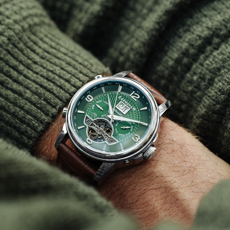City Of London Marylebone Grand Date Calendar Open Heart Automatic Green