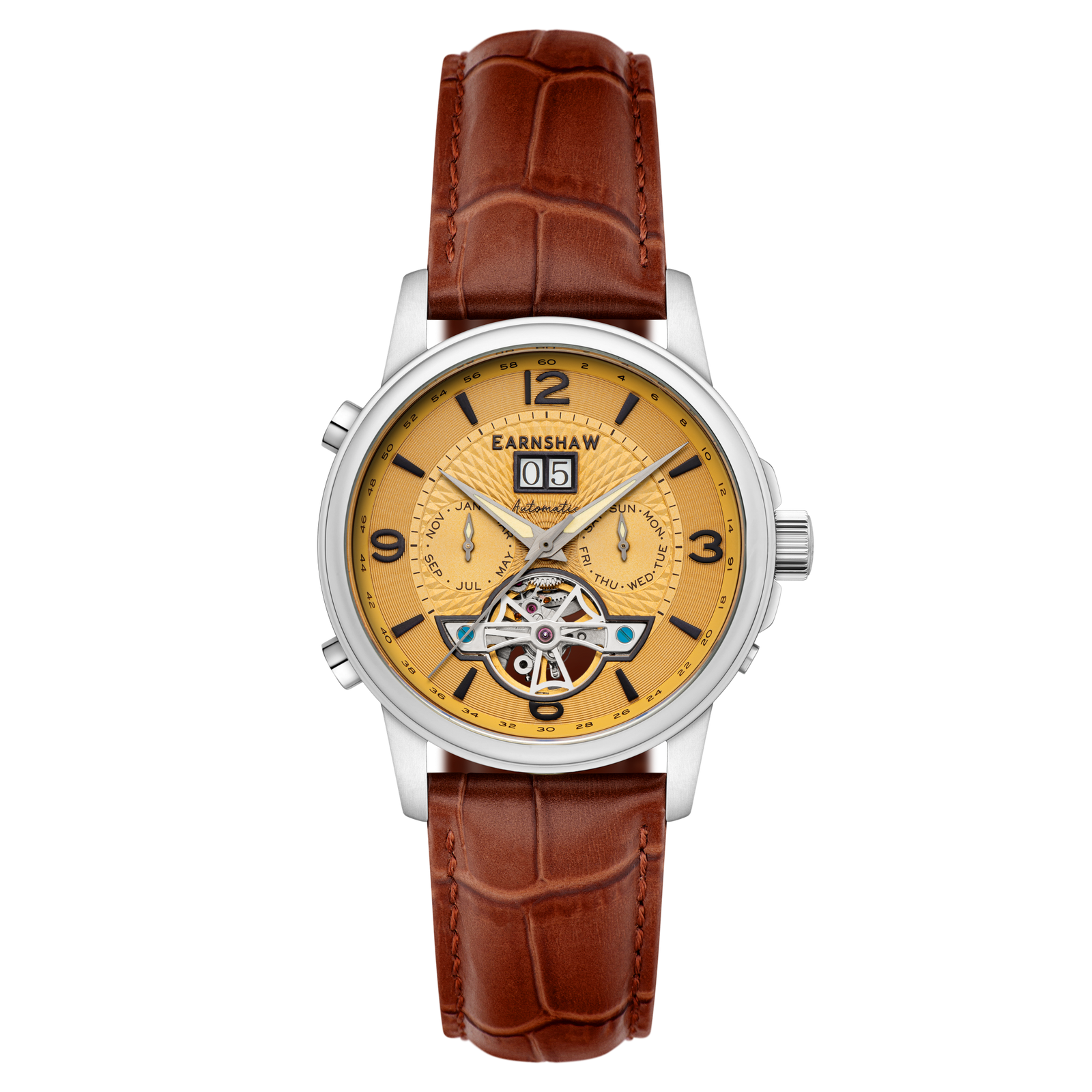 City Of London Marylebone Grand Date Calendar Open Heart Automatic Harvest Brown