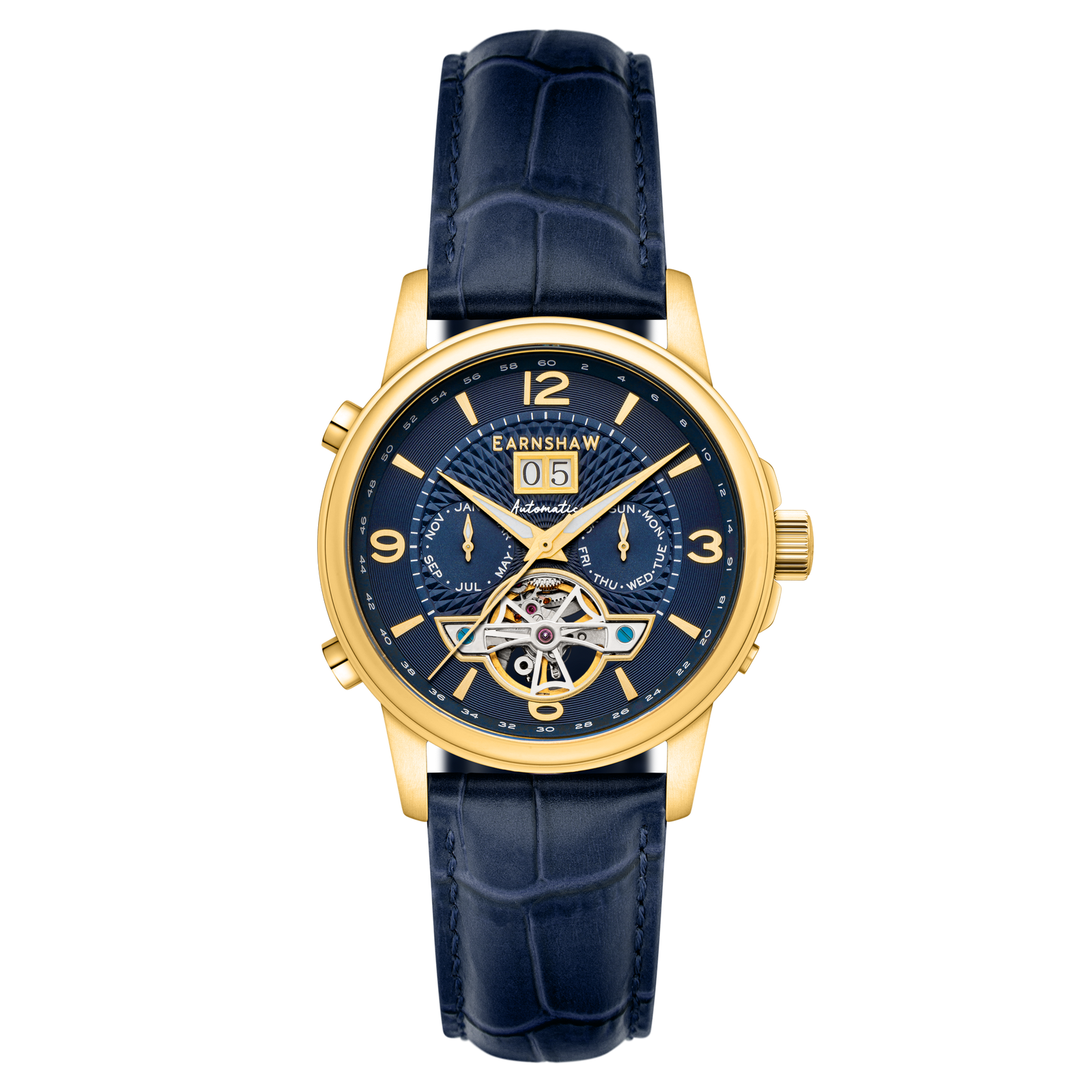 City Of London Marylebone Grand Date Calendar Open Heart Automatic Blue