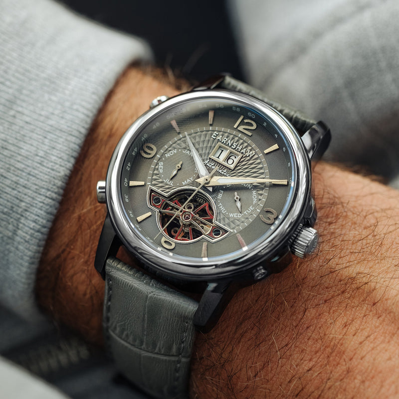 City Of London Marylebone Grand Date Calendar Open Heart Automatic Grey