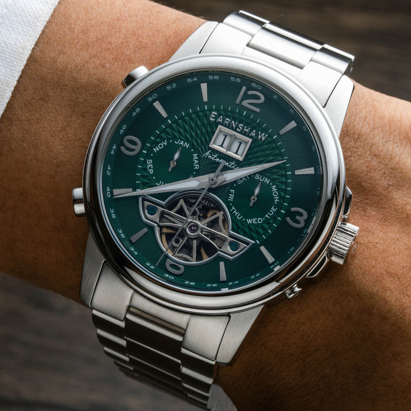 City Of London Marylebone Grand Date Calendar Open Heart Automatic Absinthe Green