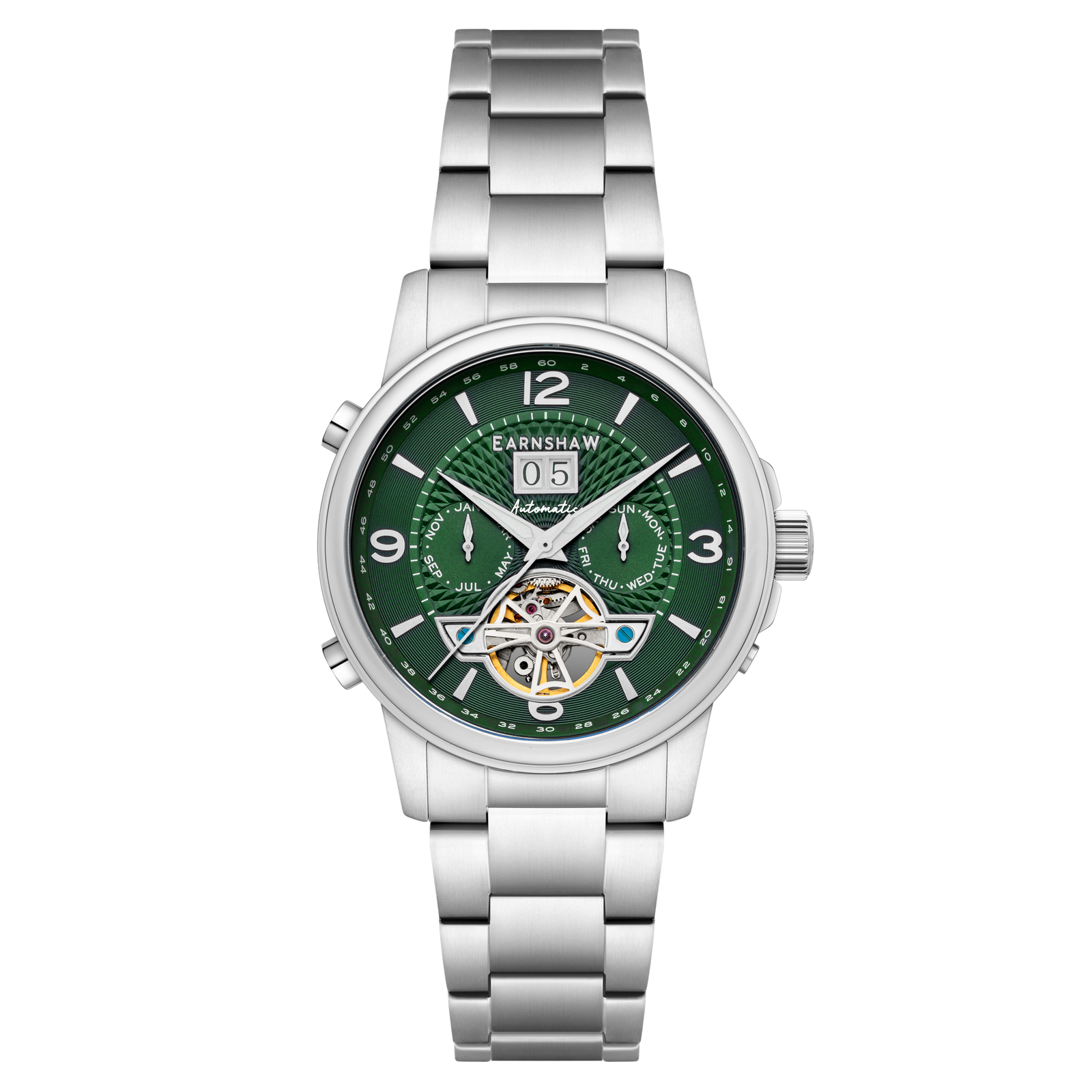 City Of London Marylebone Grand Date Calendar Open Heart Automatic Absinthe Green