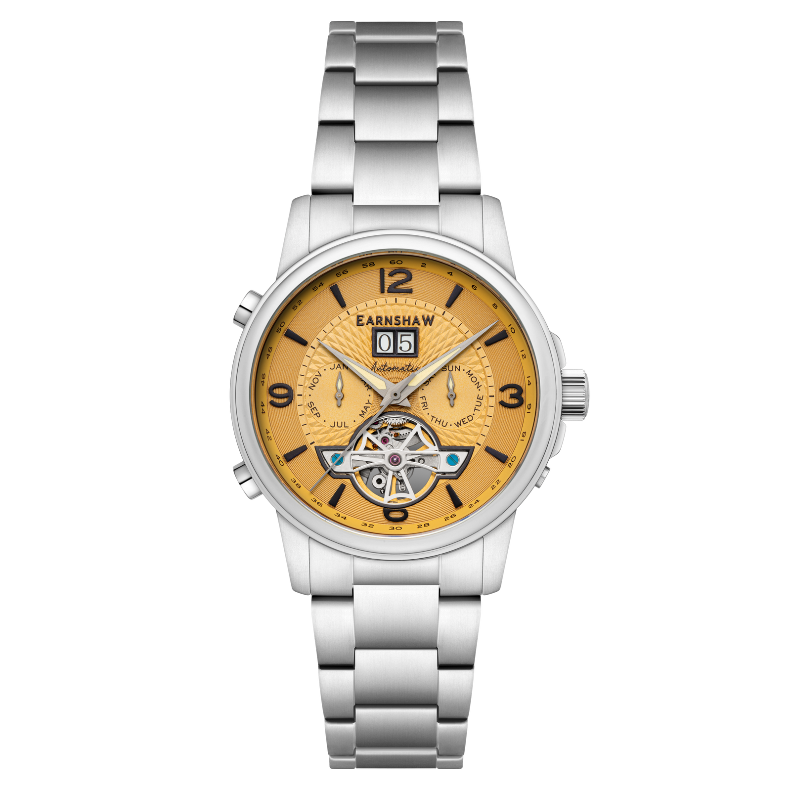 City Of London Marylebone Grand Date Calendar Open Heart Automatic Deep Orange