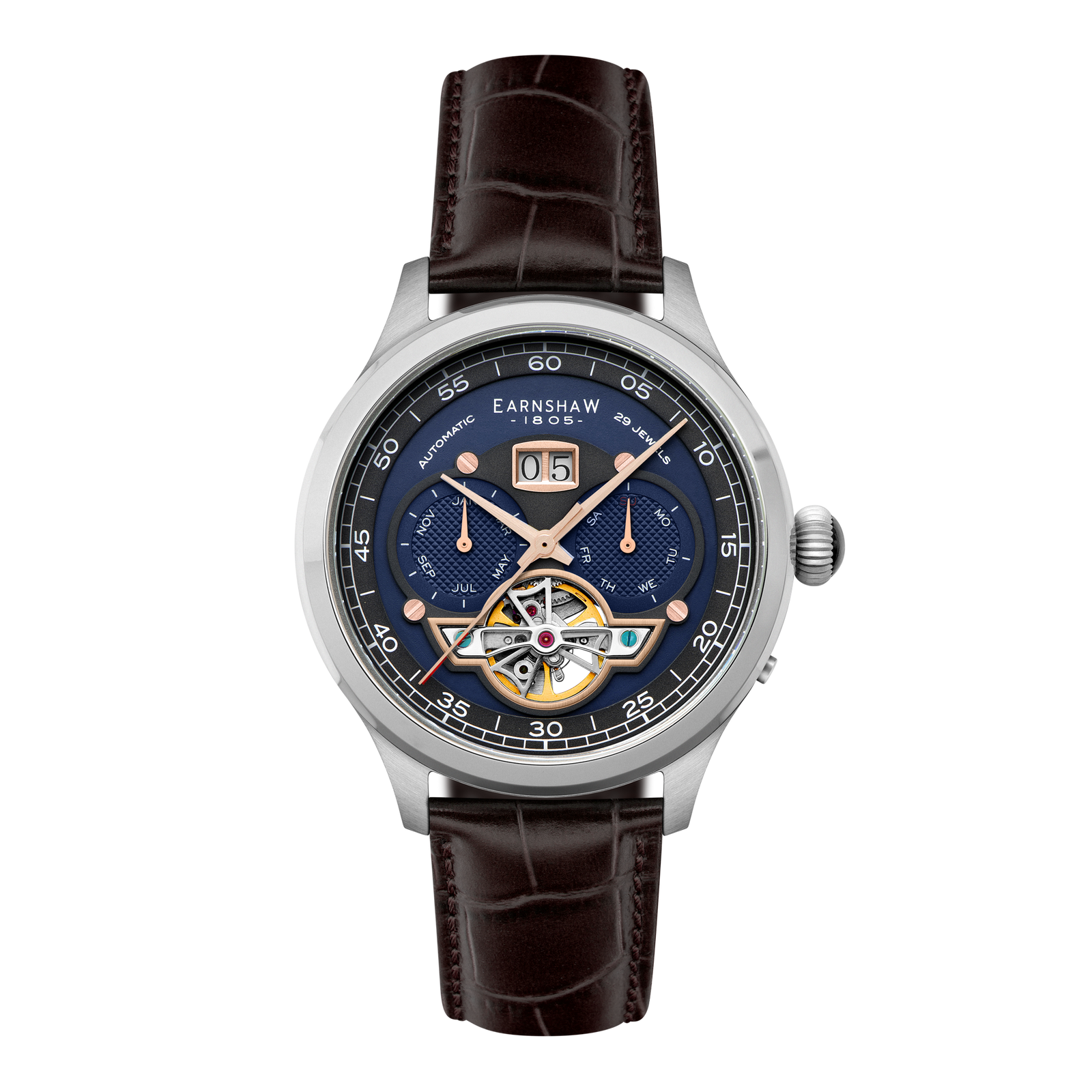 Baron Grand Date Calendar Open Heart Automatic Crisply Blue