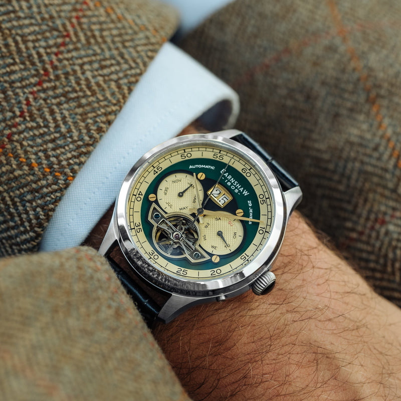 Baron Grand Date Calendar Open Heart Automatic Forestry Green