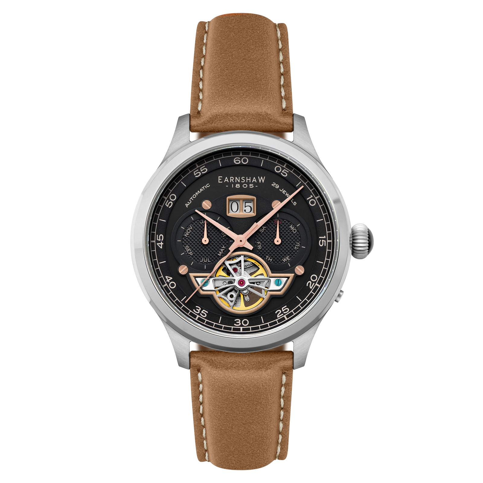 Baron Grand Date Calendar Open Heart Automatic Abbey Black