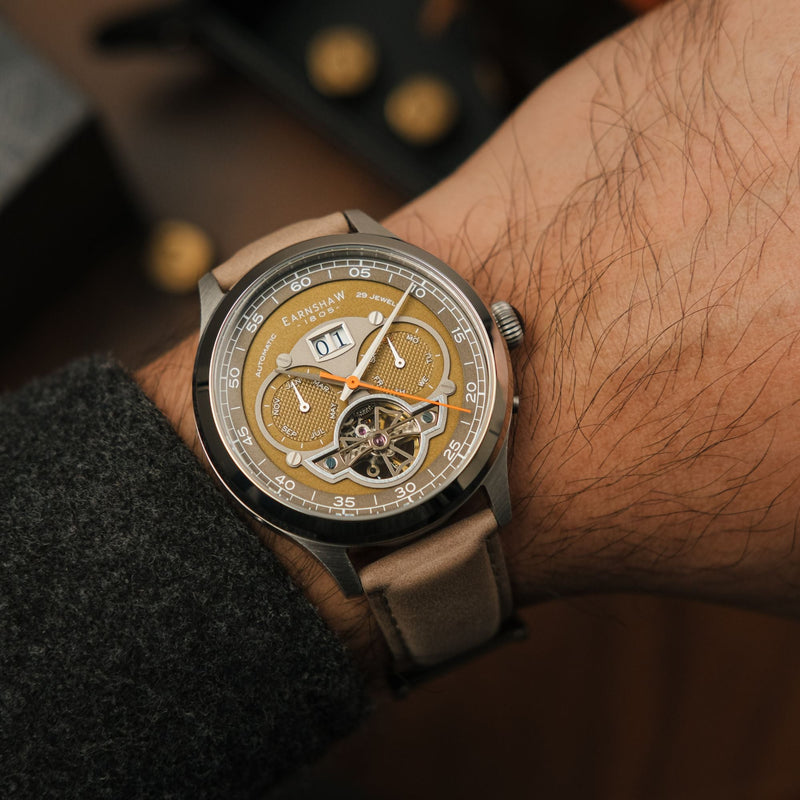Baron Grand Date Calendar Open Heart Automatic Bog Green
