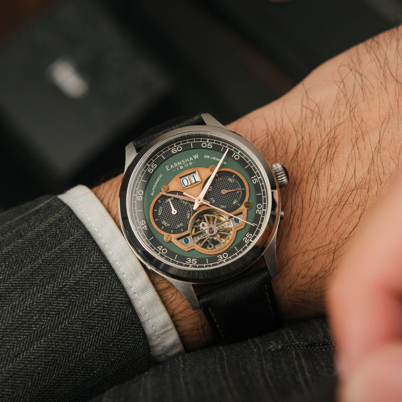 Baron Grand Date Calendar Open Heart Automatic Vintage Green