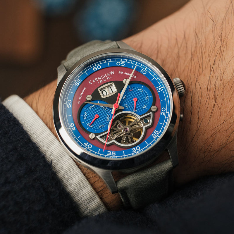 Baron Grand Date Calendar Open Heart Automatic English Blue