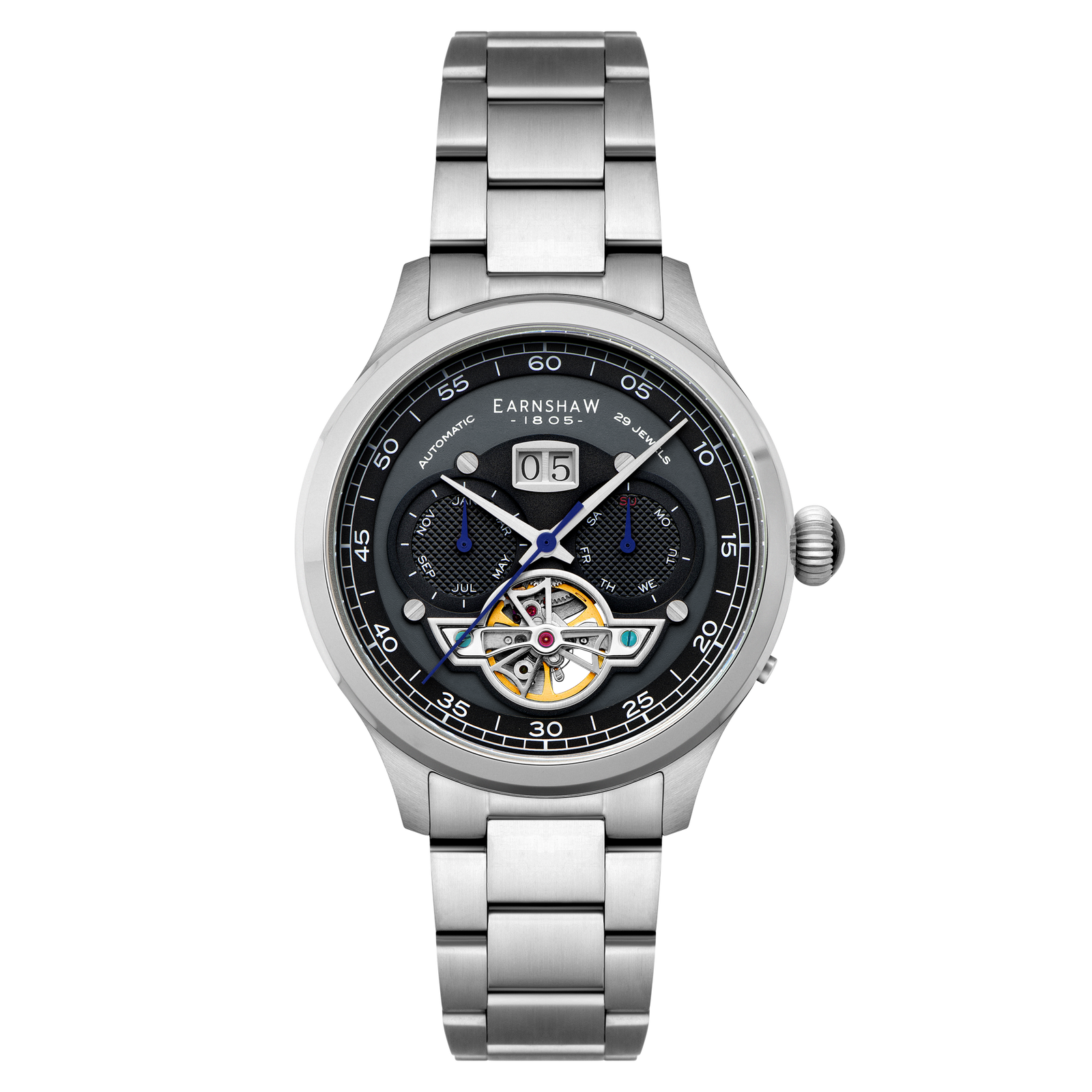 Baron Grand Date Calendar Open Heart Automatic Deep Midnight