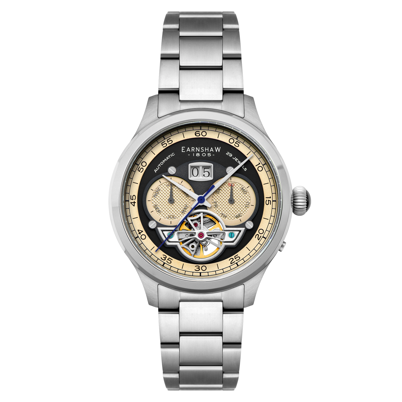 Baron Grand Date Calendar Open Heart Automatic Moss Green