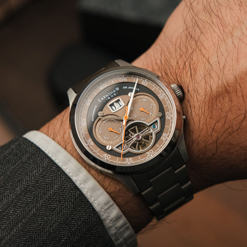 Baron Grand Date Calendar Open Heart Automatic Ghost Grey