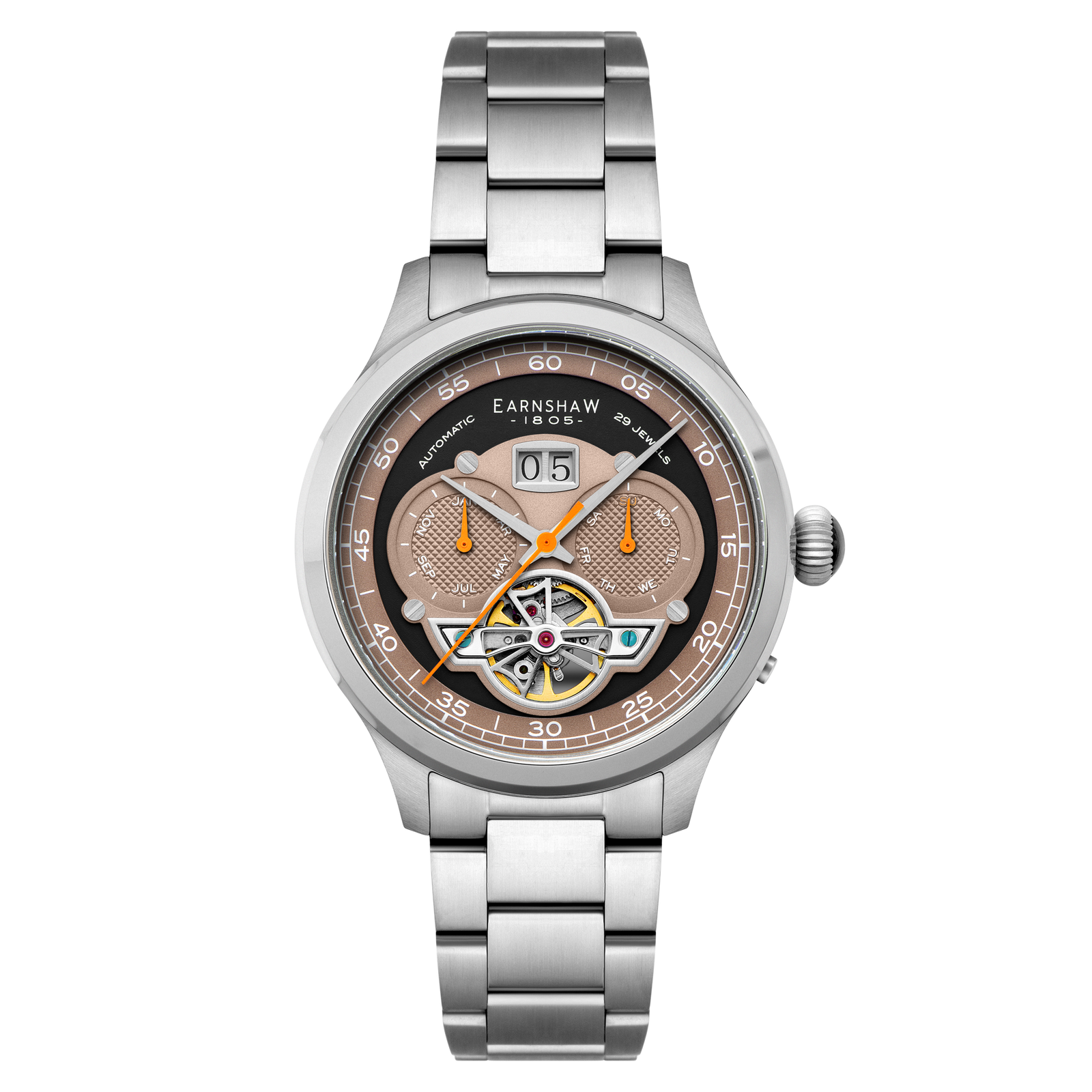 Baron Grand Date Calendar Open Heart Automatic Ghost Grey