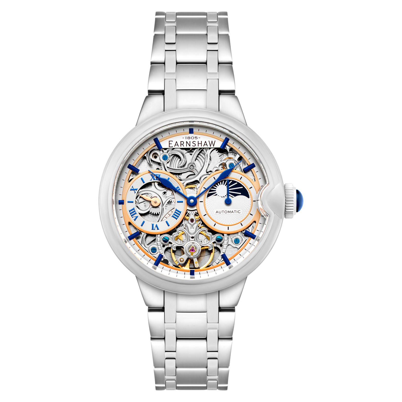 Barallier Sun Moon Dual Time Automatic Skeleton Regiment White