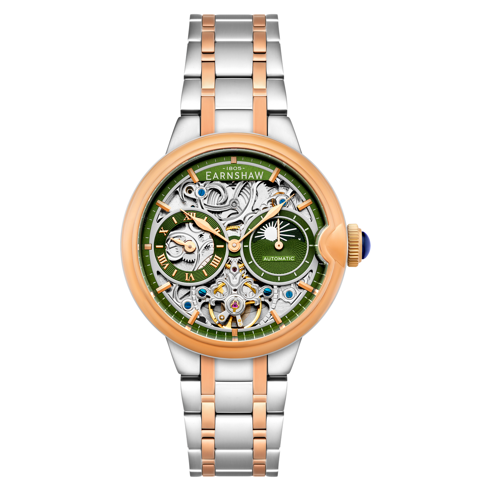 Barallier Sun Moon Dual Time Automatic Skeleton Two Tone Mint Green