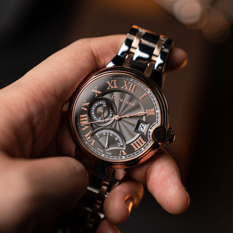 Barallier Retrograde Dual Time Rose Gold Grey