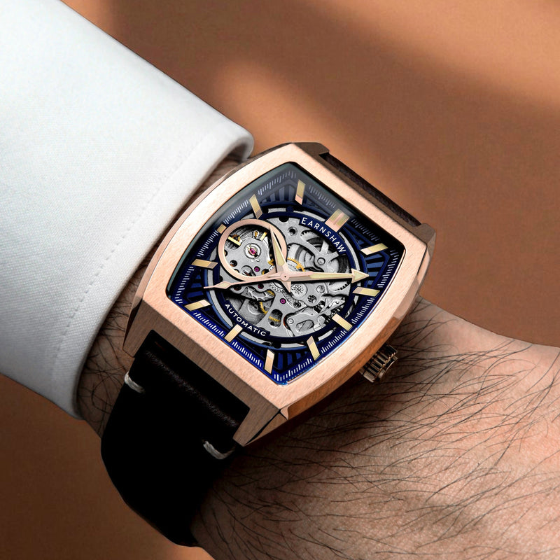 Heritage Wellington Skeleton Automatic Rosewater Blue