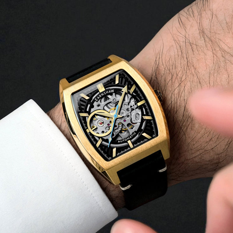 Heritage Wellington Skeleton Automatic Noir Gold