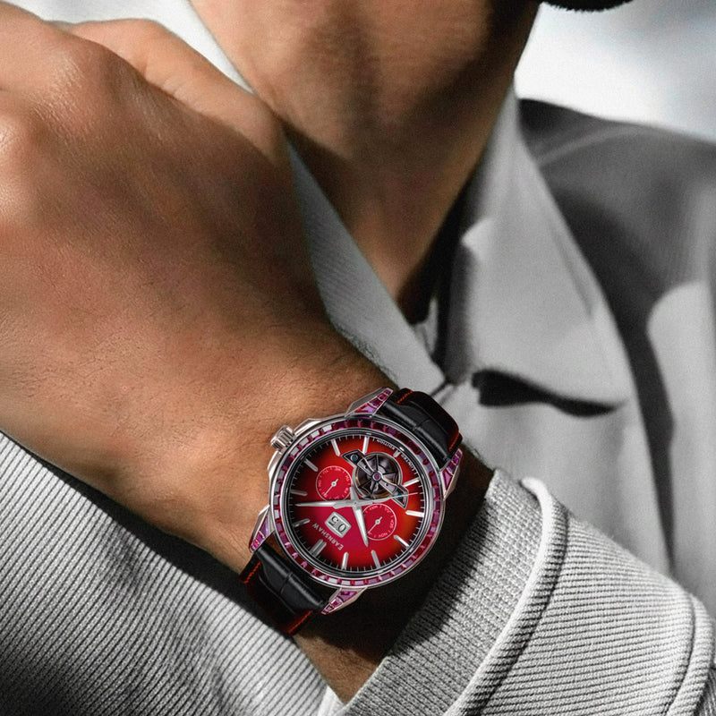Nobility Nawab Grand Date Calendar Open Heart Automatic Limited Edition Scarlet Spark
