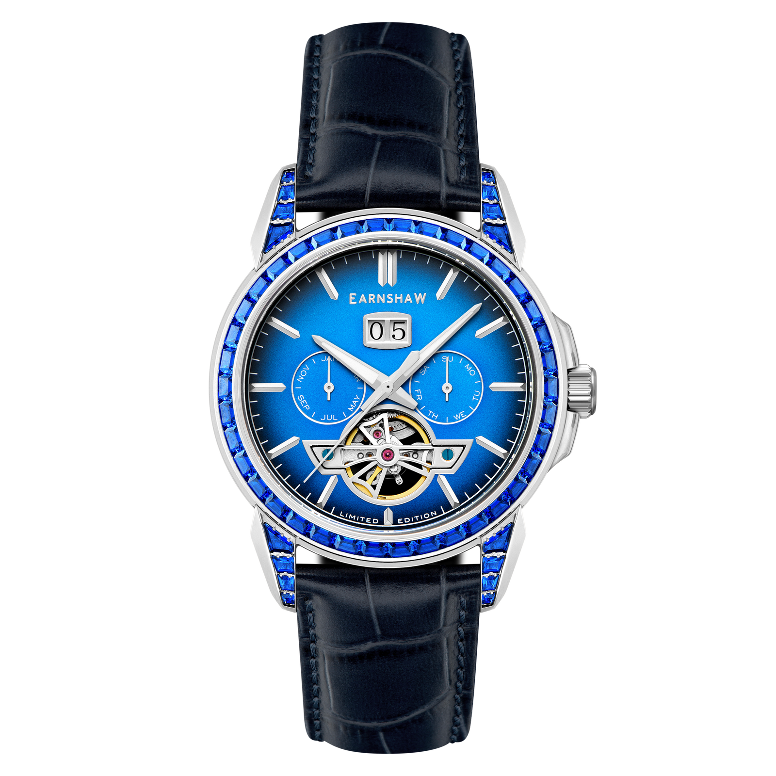 Nobility Nawab Grand Date Calendar Open Heart Automatic Limited Edition Cobalt Glow