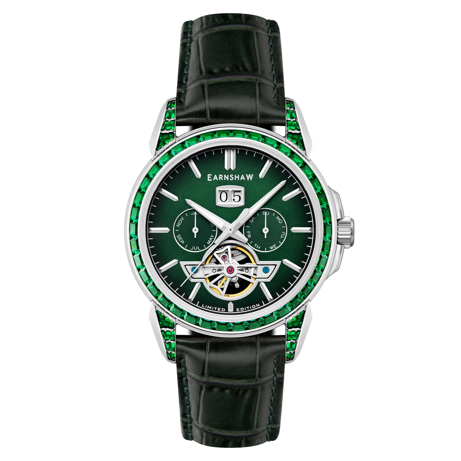 Nobility Nawab Grand Date Calendar Open Heart Automatic Limited Edition Olive Gem