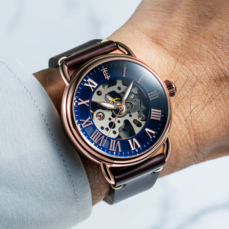 Heritage Investigator 40 Skeleton Automatic Azure Blue