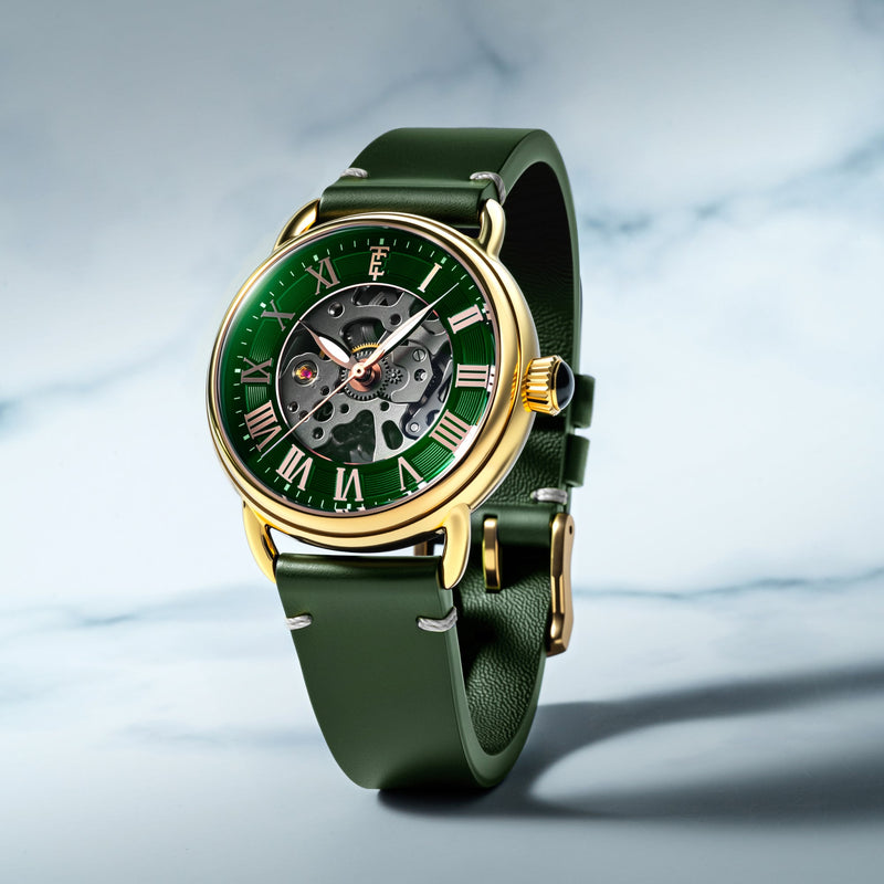 Heritage Investigator 40 Skeleton Automatic Fern Green